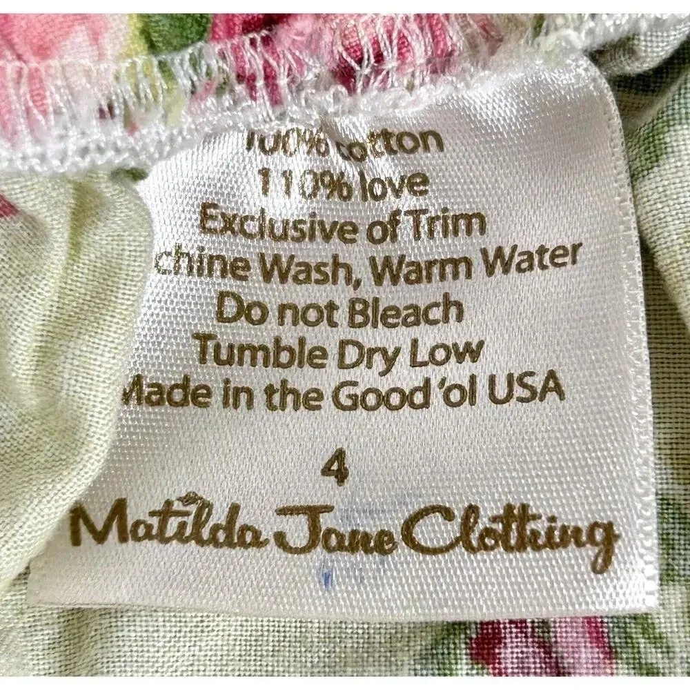 Matilda Jane Clothing Girls Ruffled Tiered Floral Skirt Size 4 Made In USA - Picture 5 of 11